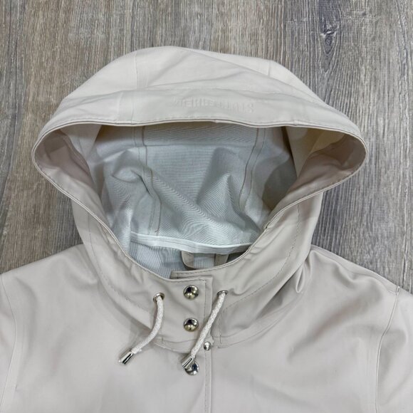 Stutterheim Raincoat Womens Extra Small XS Beige Mosebacke Long Hooded Jacket - Picture 5 of 14